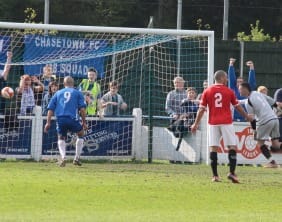 2-0 mark branch Mark Branch's effort finds the back of the FC United of Manchester net. Pic: Dave Birt