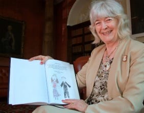 Council Chair with Royal Wedding greetings Cllr Erica Bayliss with the Staffordshire Royal Wedding book