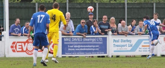 Chasetown striker Dean Perrow makes it 6-0. Pic: Dave Birt