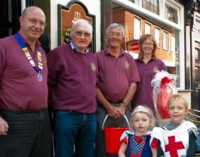Laurence Skermer, John Cassie, Mike Hayhurst and Linda Thompson with Emily and Leo Skermer