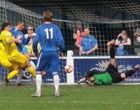 Gary Birch makes it 3-0 to Chasetown. Pic: Dave Birt