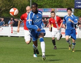 Chasetown's Ramone Stephens gets away from his marker. Pic: Dave Birt