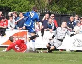 richard davies 1-0 Richard Davies puts Chasetown 1-0 up. Pic: Dave Birt