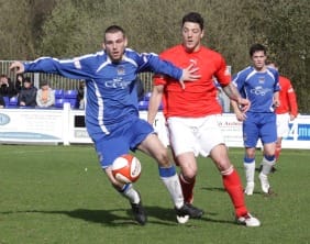 Richard Davies on the ball for Chasetown. Pic: Dave Birt