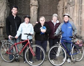 Cycle ride media photo Chris Craddock, Rosanne Wilshire, Cheryl Baxter, Helen Betts and Bryan Ramsell