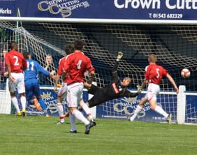 Alex Steadman scores against Stoke City. Pic: Dave Birt