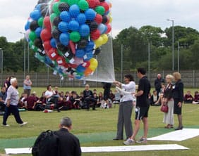 Balloons are released at Erasmus Darwin Academy