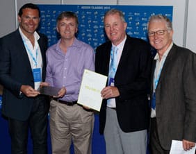 Simon Dilkes (second left) receives Clubmark status at the AEGON Championships at Edgbaston Simon Dilkes (second left) receives Clubmark status at the AEGON Championships at Edgbaston