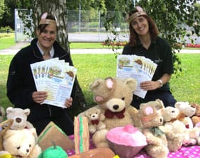 Lyn Hammant and Ruth Witczak get ready for the teddy bears' picnic at Beacon Park