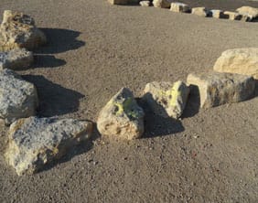The boulders marked with a cross. Pic: Kate Gomez