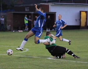 Lewis Taylor-Boyce rounds the keeper. Pic: Dave Birt