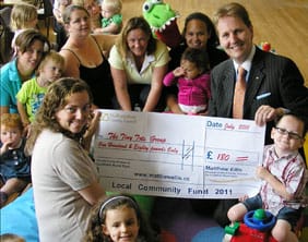 Tiny-Tots-Mile-Oak-with-Matthew-Ellis Cllr Matthew Ellis presents Tiny Tots with their cheque