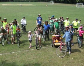Cyclists take a break during the July ride to Whittington