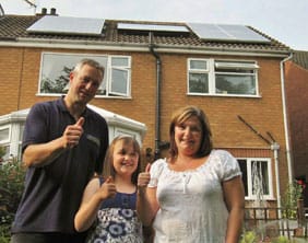 The Williams family celebrate their new solar panels