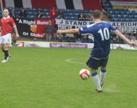 Jake Sedgemore strikes the equaliser. Pic: Dave Birt