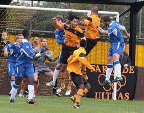 Lucan Spittle heads Rushall in front. Pic: Dave Birt