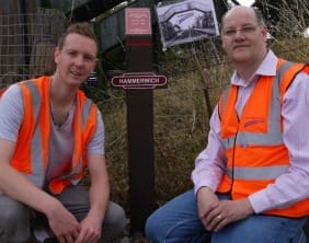 Members of the South Staffs Rail Group with the new information post at Hammerwich Members of the South Staffs Rail Group with the new information post at Hammerwich