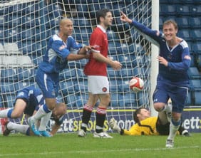 Chasetown players celebrate the equaliser. Pic: Dave Birt Chasetown players celebrate the equaliser. Pic: Dave Birt