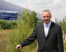 Cllr Ben Adams outside the new Amazon distribution centre Cllr Ben Adams outside the new Amazon distribution centre