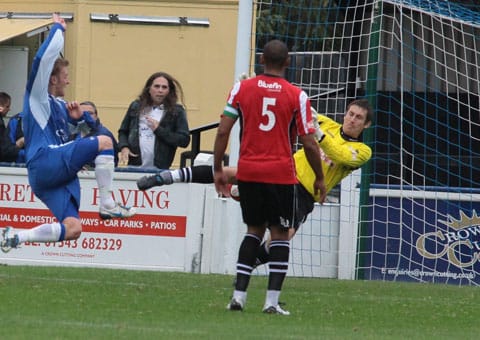 Ben Jevons makes it 2-1 to Chasetown. Pic: Dave Birt