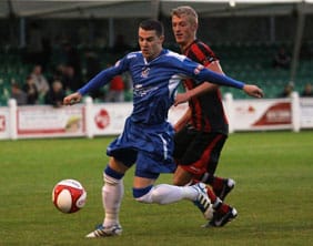 Dean Perrow on the ball. Pic: Dave Birt