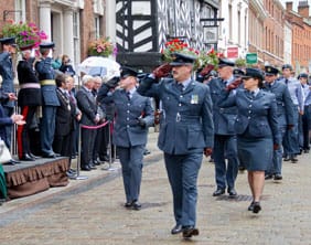 Deputy-Wing-Commander_-Squadron-Leader-Mark-Brayford-leads-the-parade-past-the-guildhall_