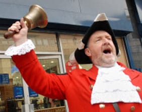 Lichfield town crier Ken Knowles in action Lichfield town crier Ken Knowles in action