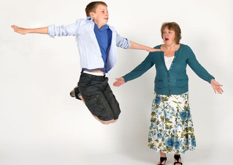 Mother and son Gus and Clare Wade performing in Billy Elliot. Picture: Robert Yardley