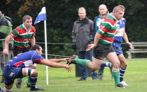 Action from Leek RUFC v Burntwood RUFC. Pic: Joanne Gough