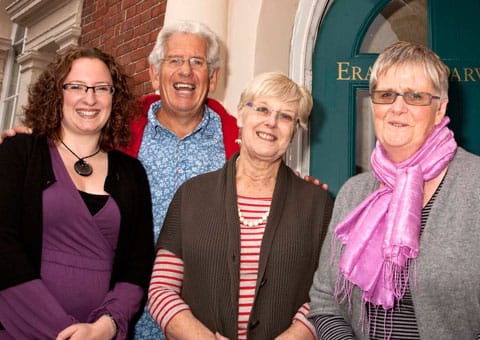 Adam Hart-Davis with representatives from Erasmus Darwin House