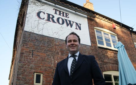 Christopher Pincher MP outside The Crown at Elford Christopher Pincher MP outside The Crown at Elford