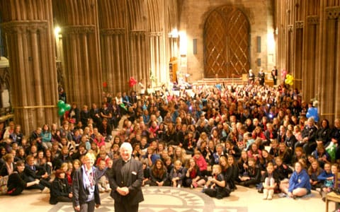 The girl guides and their leaders in Lichfield Cathedral