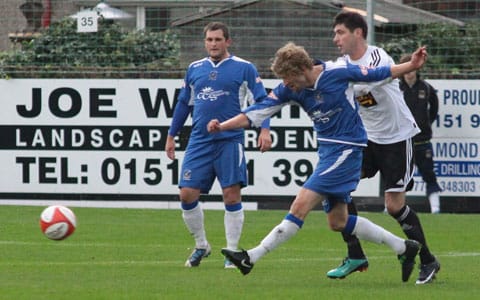 Kingsley James rifles the ball home from 30 yards out. Pic: Dave Birt