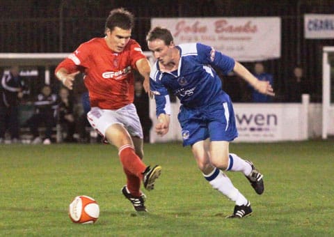 Chasetown's Mark Hands beats his marker. Pic: Dave Birt