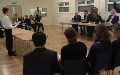 Scouts pitching to the Dragons from Lichfield Round Table