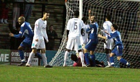 Chasetown go ahead against Hednesford Town. Pic: Dave Birt Chasetown go ahead against Hednesford Town. Pic: Dave Birt