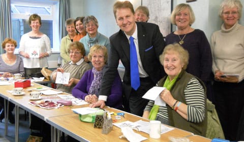 Cllr Matthew Ellis with members of the Whittington Craft Club