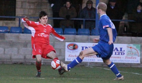 New Chasetown FC signing Caspar Hughes makes a challenge. Pic: Dave Birt New Chasetown FC signing Caspar Hughes makes a challenge. Pic: Dave Birt