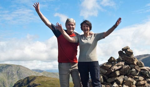 Paul Byrne completes completes the 214th and final Wainwright Fell with his wife Sian Paul Byrne completes completes the 214th and final Wainwright Fell with his wife Sian