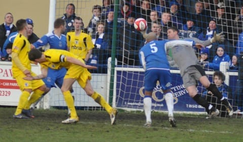 Ryan Price makes a good save. Pic: Pamela Mullins