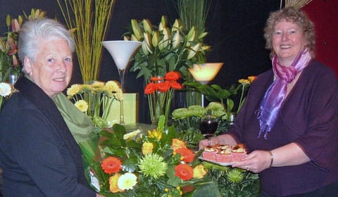 Secret Garden owner Sandra Shaw with chair of Lichfield Mysteries Ros Hallifax