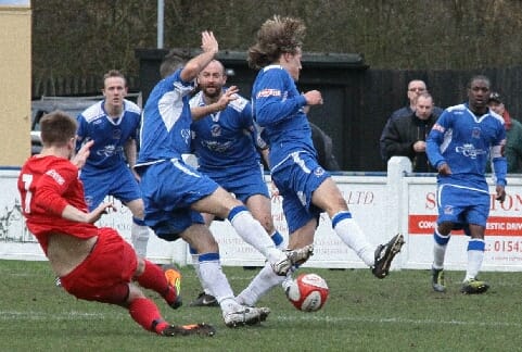 Chasetown's defenders charge down a shot. Pic: Dave Birt Chasetown's defenders charge down a shot. Pic: Dave Birt