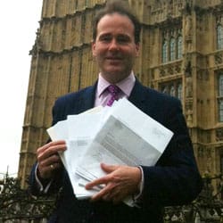 Christopher Pincher MP with the wind farm objection letters Christopher Pincher MP with the wind farm objection letters