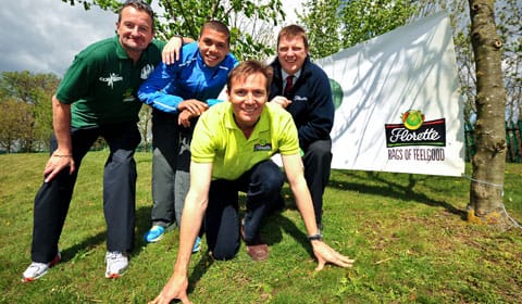 Kevin Wilson from KP Events with last year’s winner Elliott Giles, Roger Black MBE and Neil Sanderson from Florette