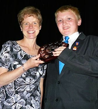 Winner Ben Burkinshaw receives his shield