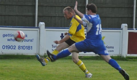 Danny Smith closes down a Studley player. Pic: Pamela Mullins