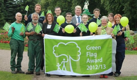 Lichfield District Council's parks team celebrate the Green Flag status for Beacon Park