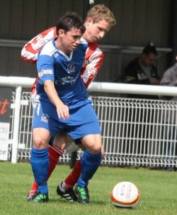 Danny Smith holds off his marker. Pic: Dave Birt Danny Smith holds off his marker. Pic: Dave Birt