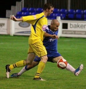 Gary Hay stretches to win the ball. Pic: Dave Birt Gary Hay stretches to win the ball. Pic: Dave Birt