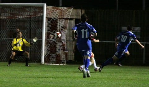 Danny Smith scores for Chasetown. Pic: Dave Birt